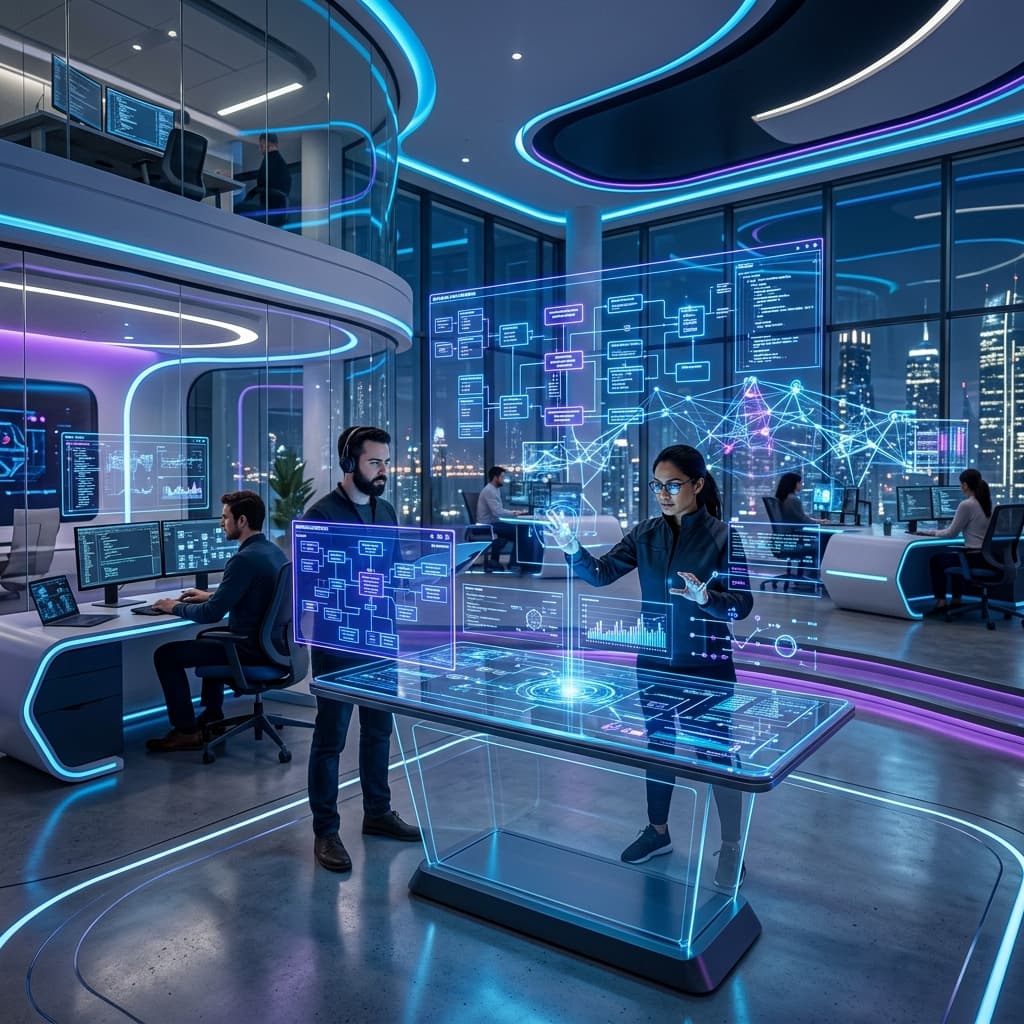Futuristic software architecture illustration
